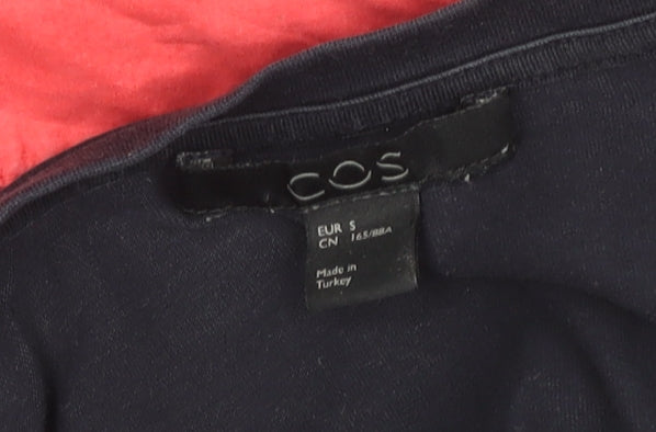 COS Women's Navy and Red Colourblock A-Line Dress, Size UK 8