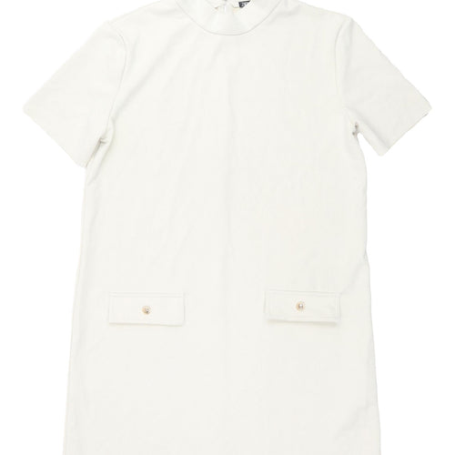 Zara Women's White Shift Dress Size 12