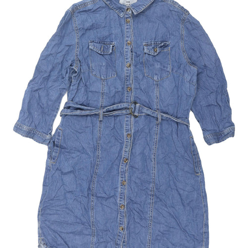 New Look Women Blue Denim Shirt Dress Size 14