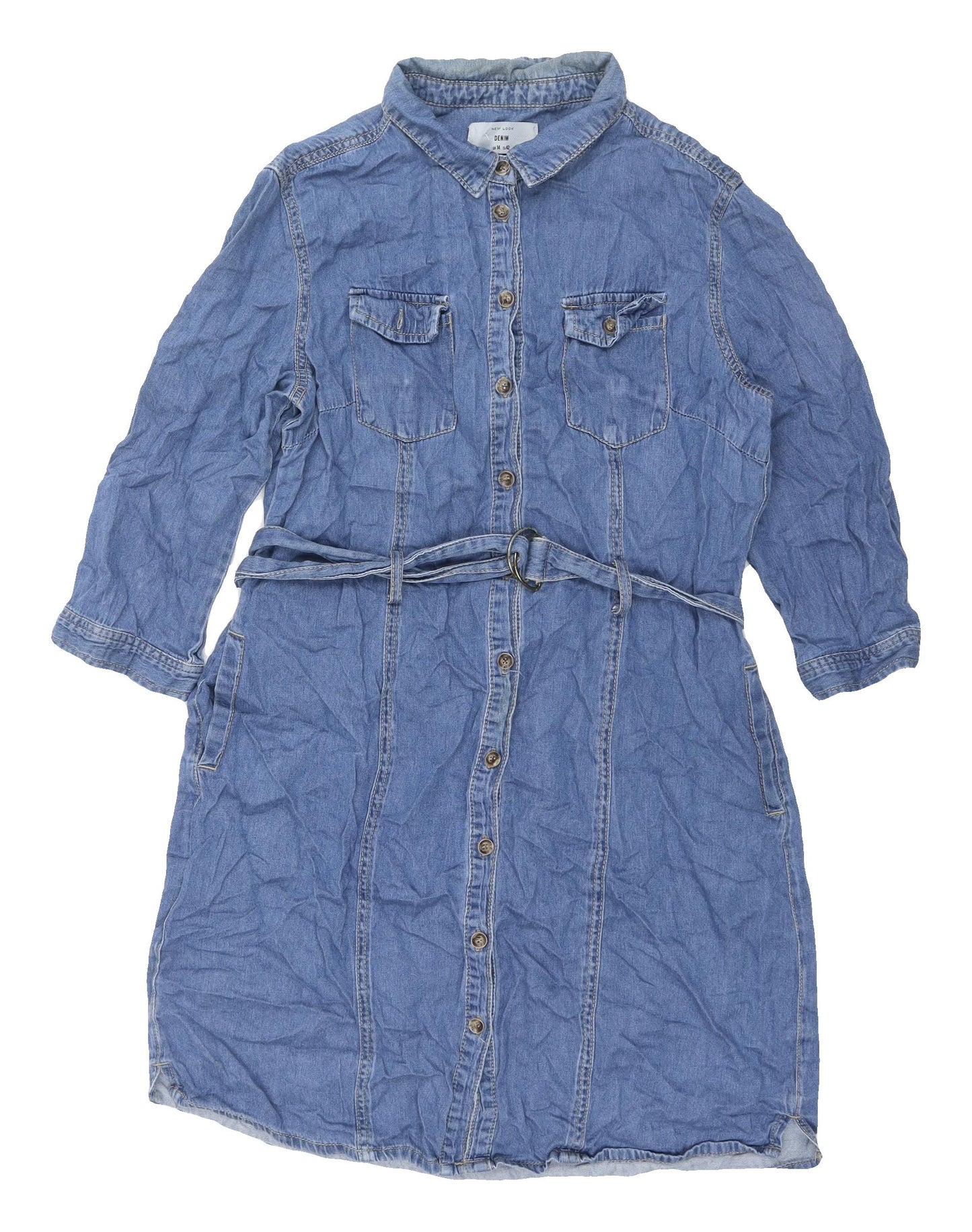 New Look Women Blue Denim Shirt Dress Size 14