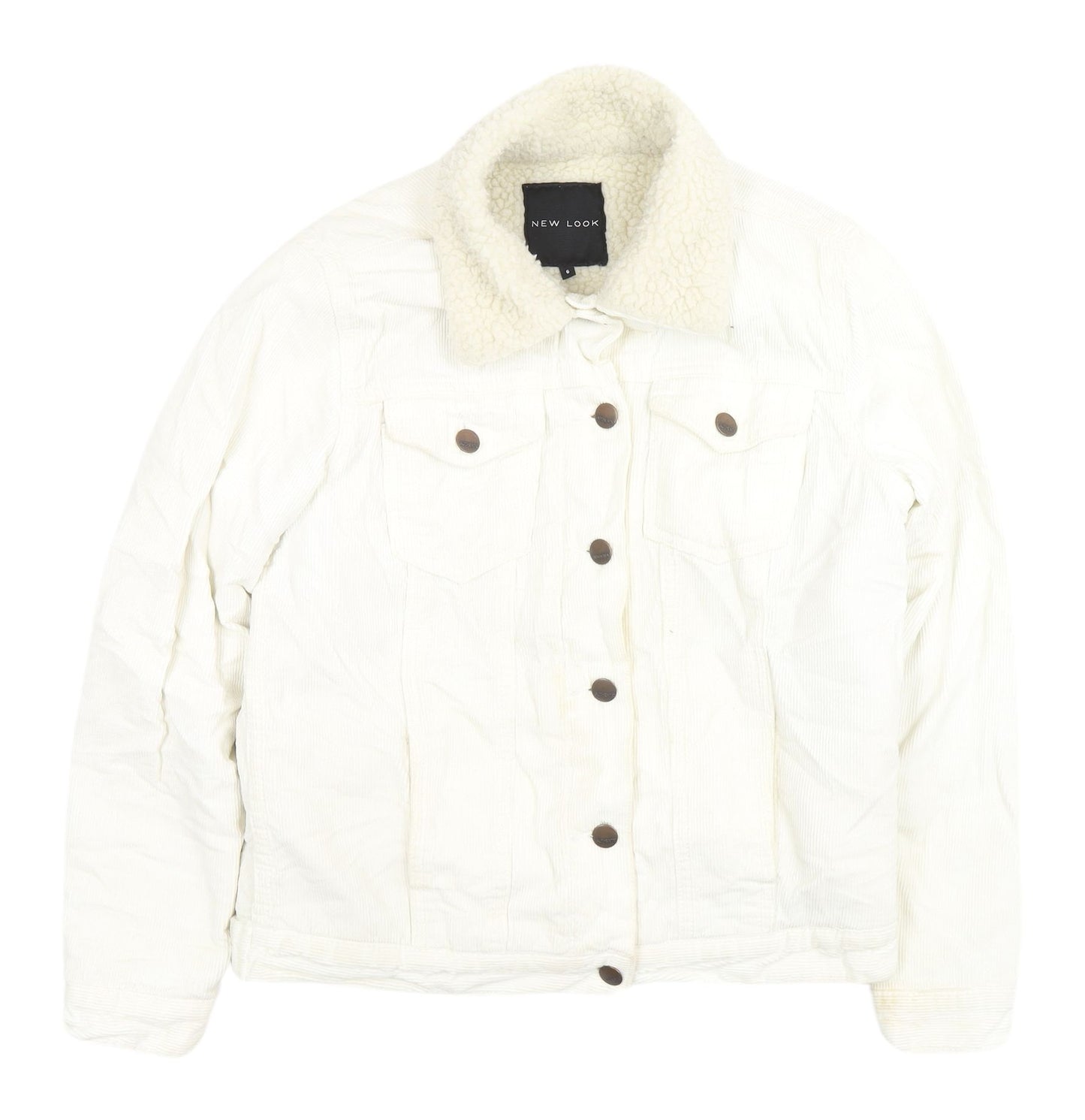 New Look Women’s White Cotton Corduroy Jacket Size 6