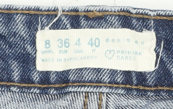 Primark Ladies Blue Mom Jeans Size 8 Relaxed Fit