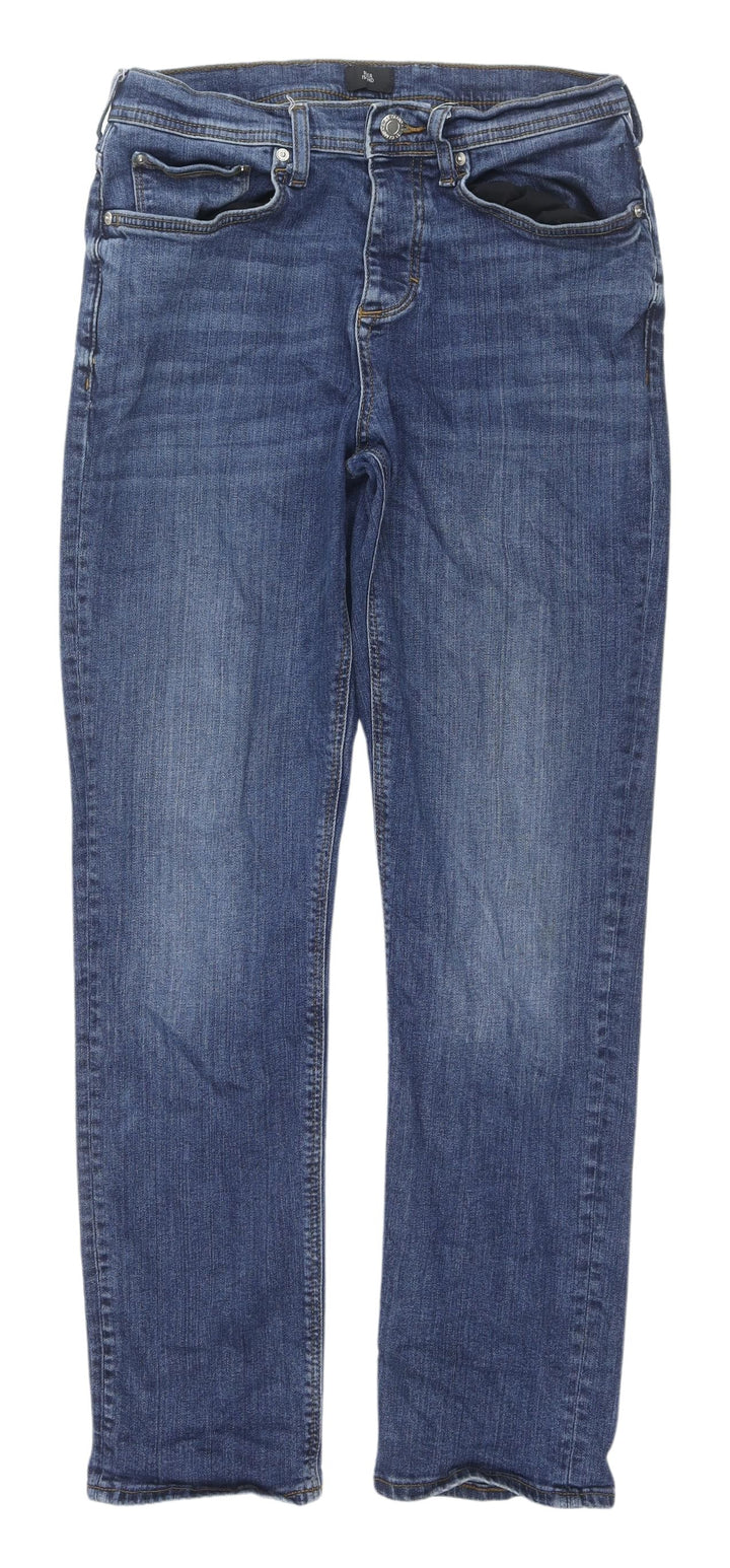 River Island Men's Blue Straight Denim Jeans Size 30