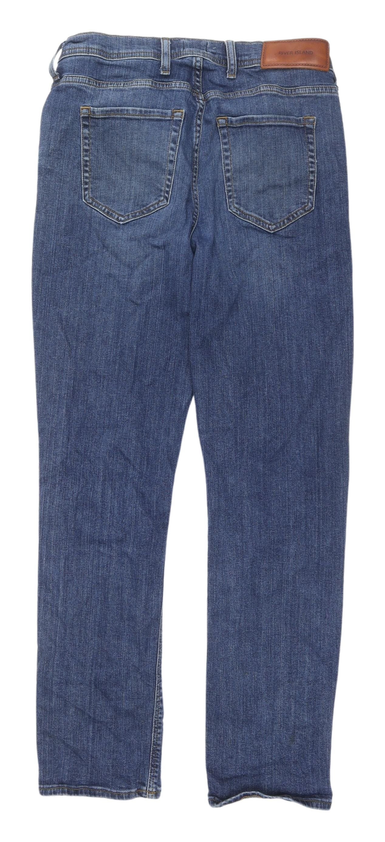 River Island Men's Blue Straight Denim Jeans Size 30