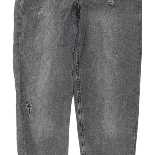 H&M Women’s Grey Straight Distressed Jeans Size 10