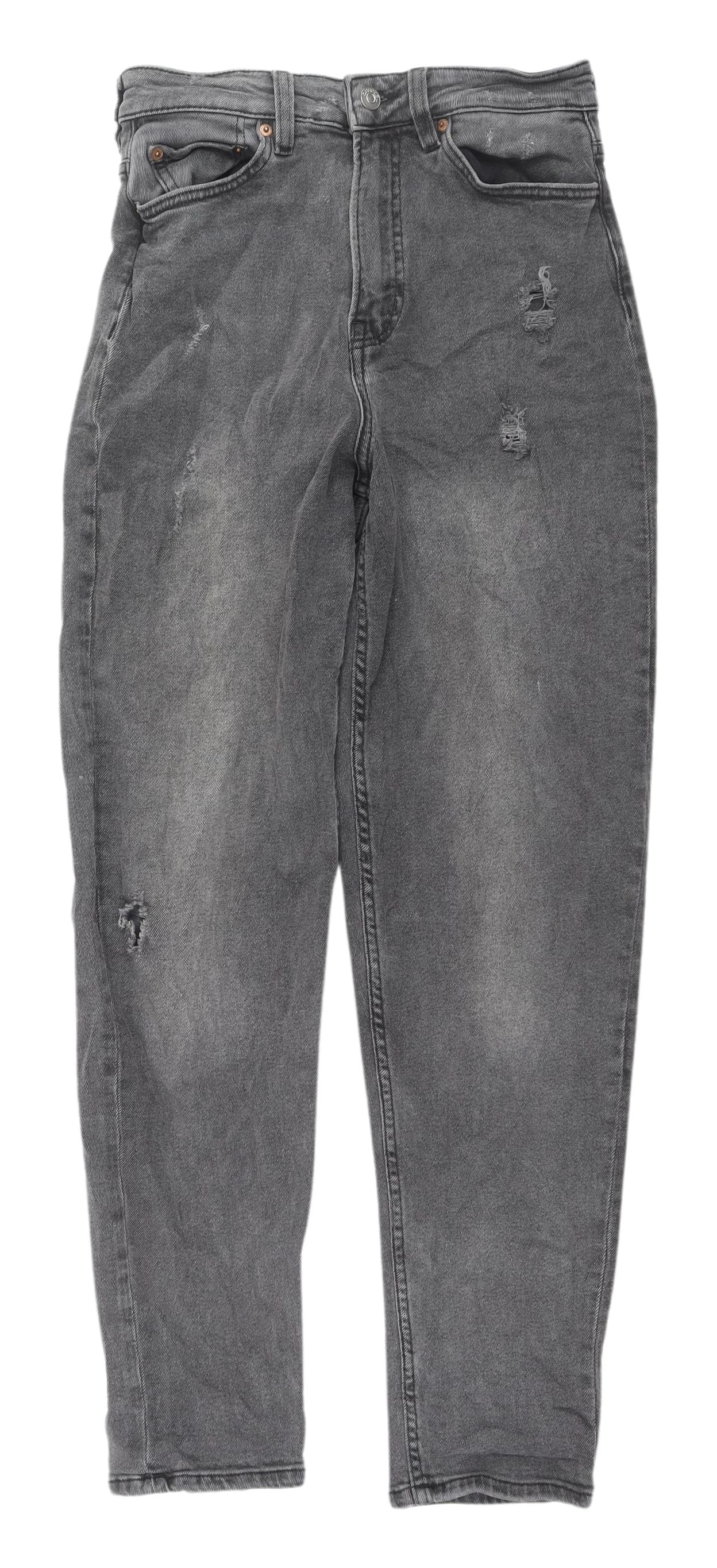 H&M Women’s Grey Straight Distressed Jeans Size 10