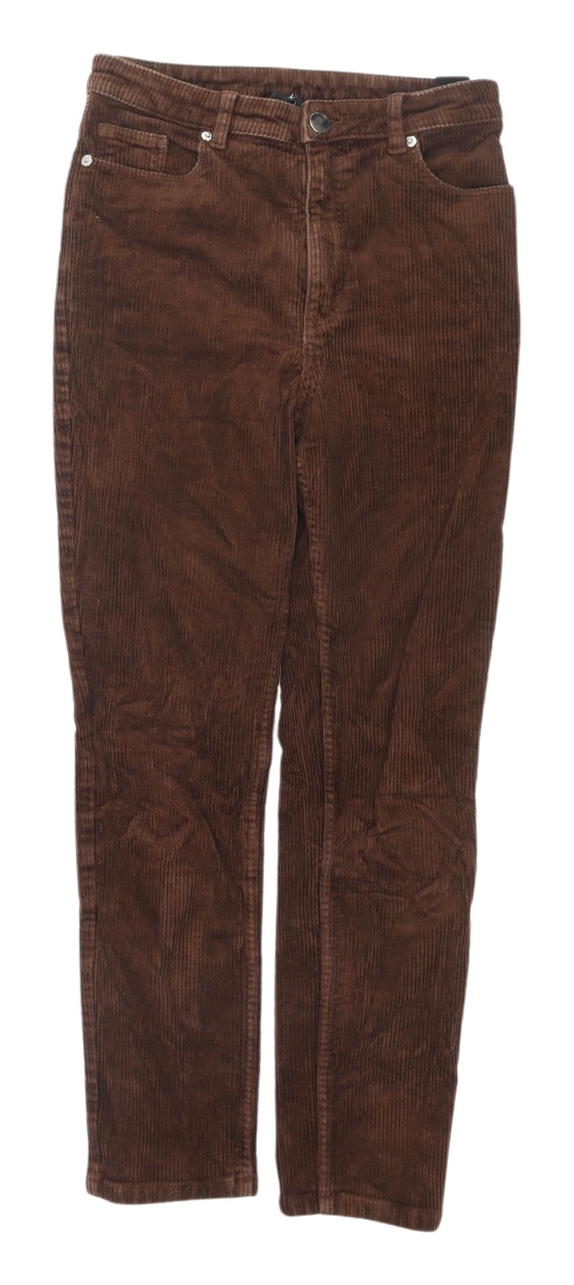 Monki Women's Brown Corduroy Chino Trousers, Size 12