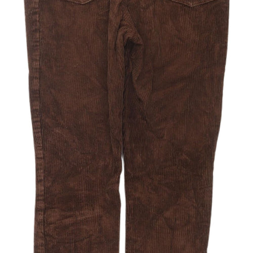 Monki Women's Brown Corduroy Chino Trousers, Size 12