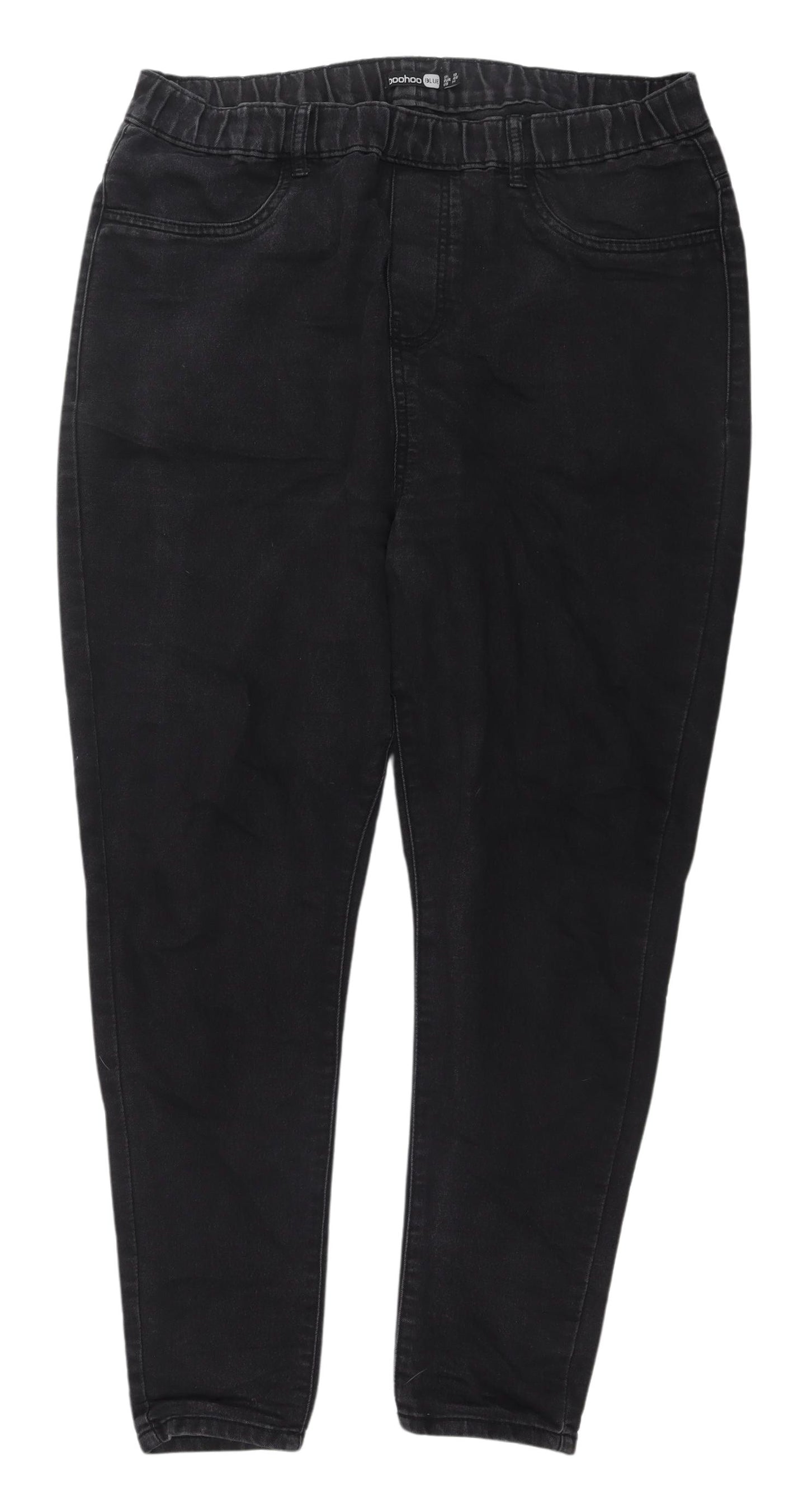Boohoo Blue Women's Black Jeans Size 18 Elastic Waist