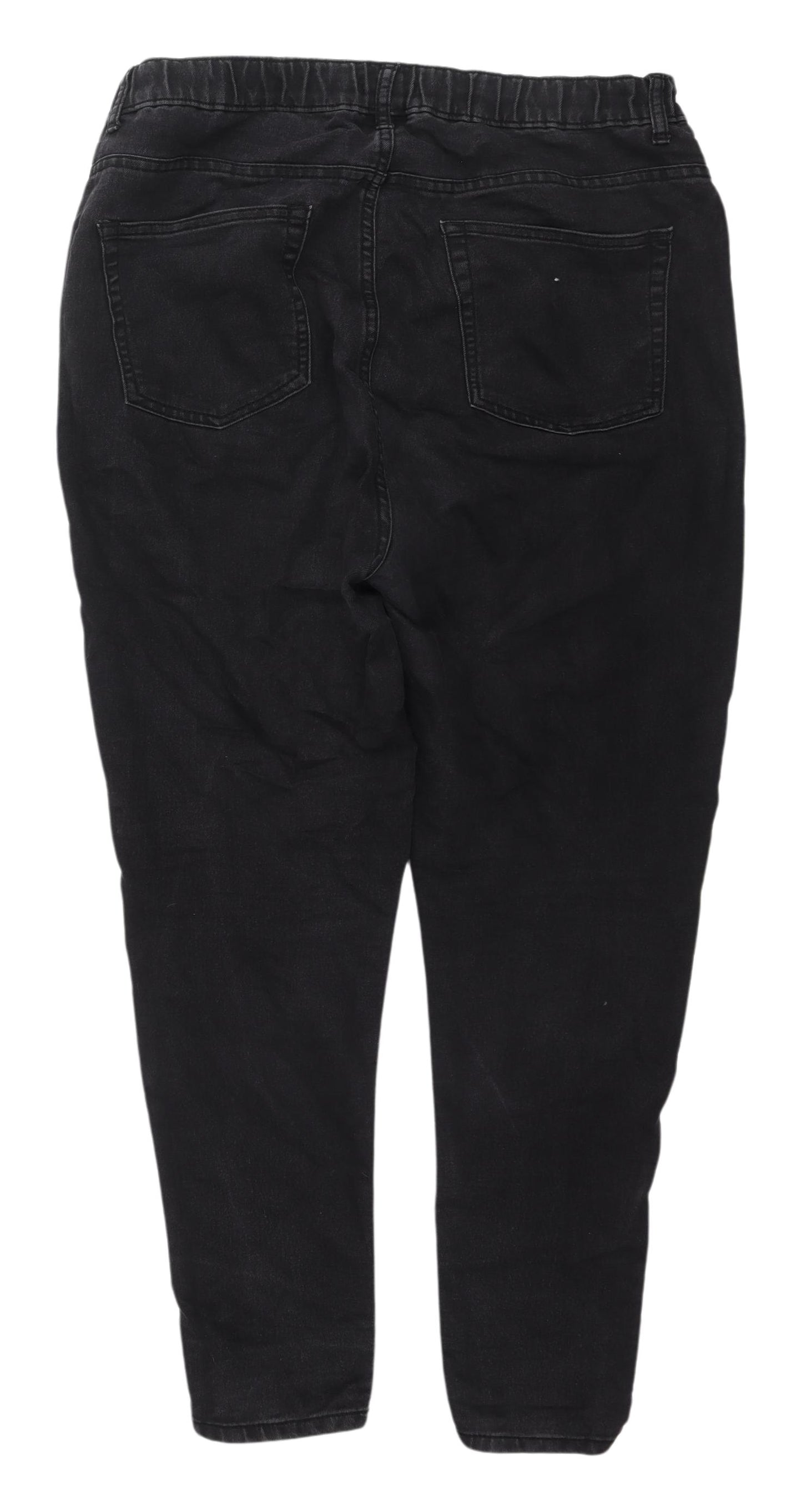 Boohoo Blue Women's Black Jeans Size 18 Elastic Waist