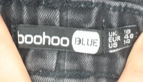 Boohoo Blue Women's Black Jeans Size 18 Elastic Waist