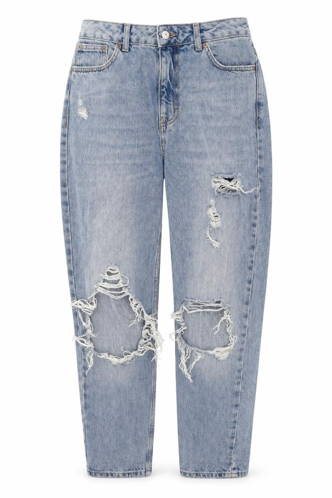 Topshop Women’s Blue Distressed Mom Jeans Size 10