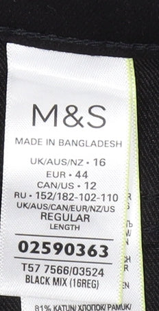 Marks and Spencer Women’s Black Regular Jeans Size 16