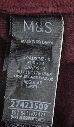 Marks and Spencer Women's Ankle Leggings, Size 6, Burgundy
