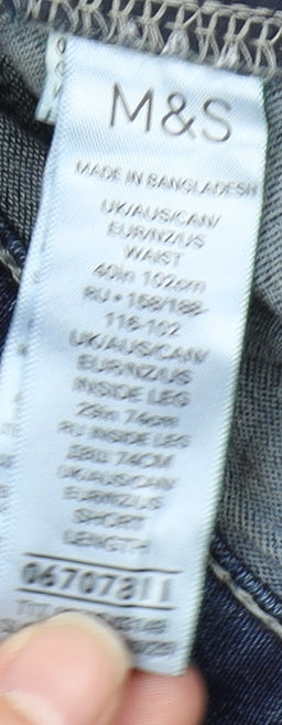 Marks and Spencer Men's Blue Straight Jeans, Size L