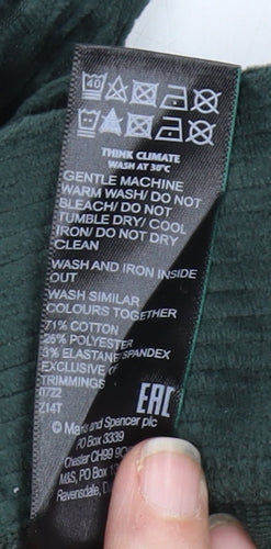 Marks & Spencer Women's Green Wide-Leg Trousers Size 8