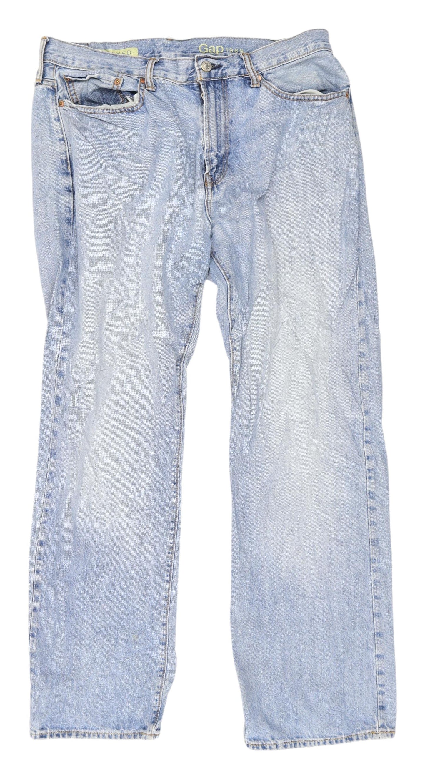 Gap Men's Blue Straight Jeans, 32W x 32L, Light Wash