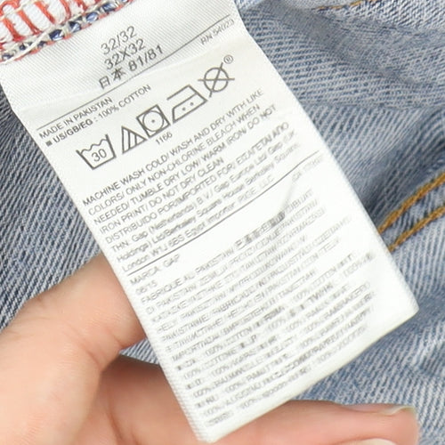 Gap Men's Blue Straight Jeans, 32W x 32L, Light Wash