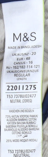 Marks and Spencer Women's Beige Chino Trousers Size 20