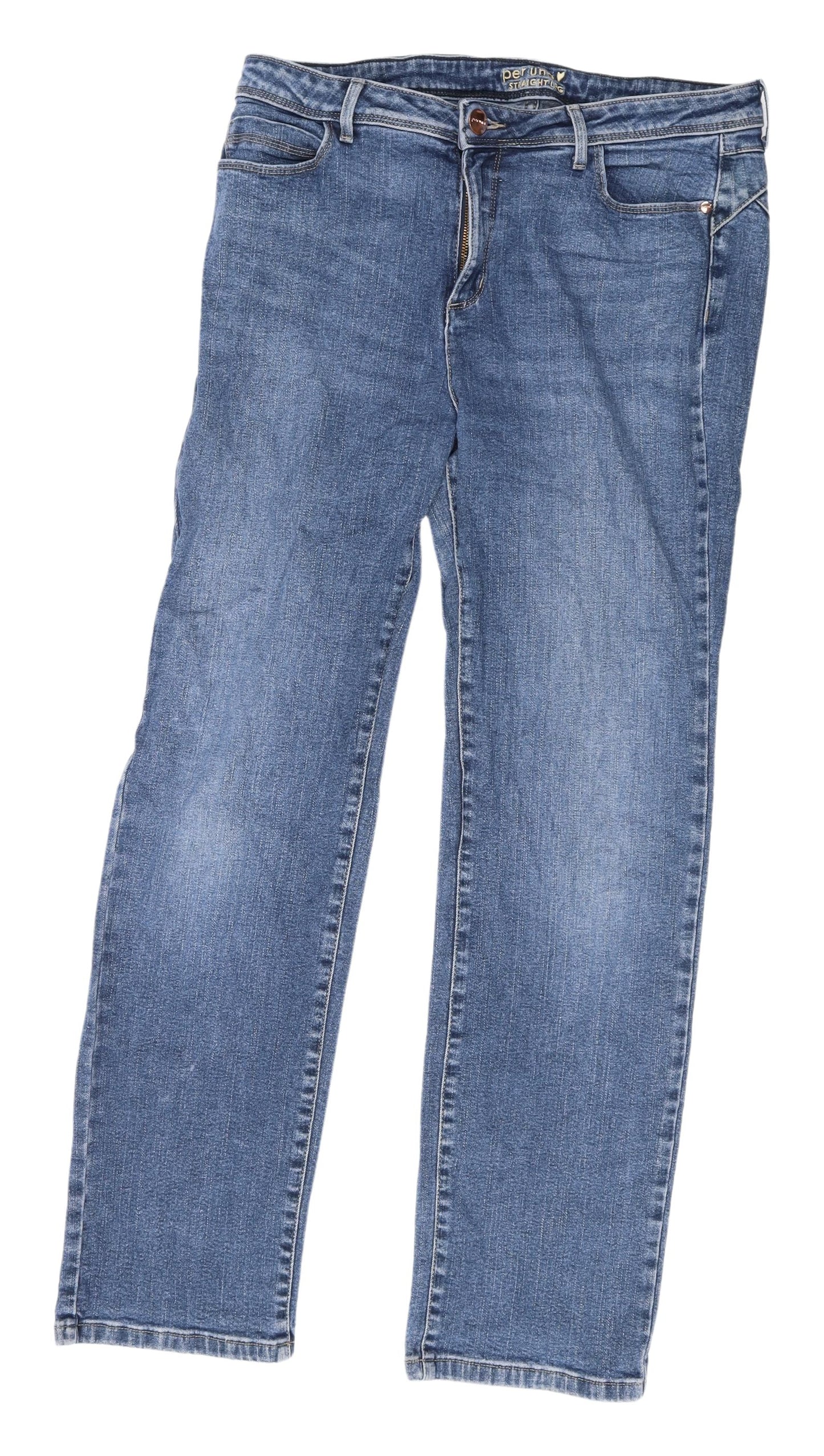 Marks and Spencer Women's Blue Straight Jeans Size 16