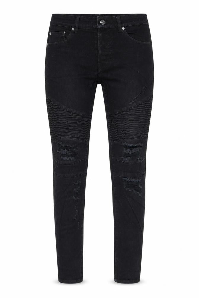 Front view of H&M Women's Black Skinny Jeans - Distressed Style, size 2