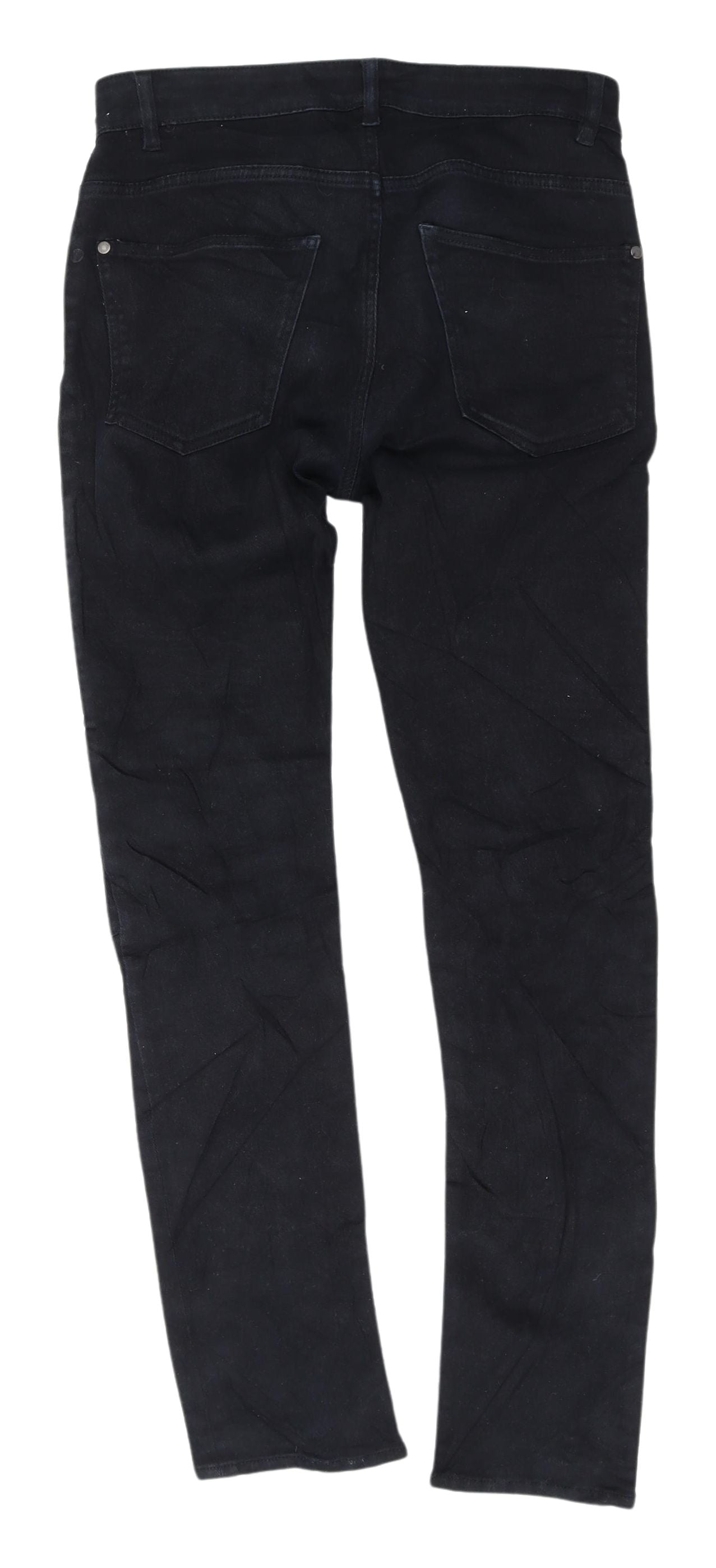 H&M Women's Black Skinny Jeans - Distressed Style, Size 2