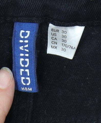 H&M Women's Black Skinny Jeans - Distressed Style, Size 2