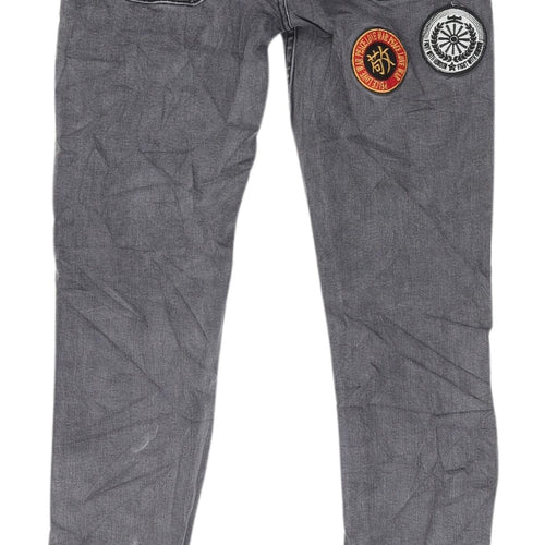 ASOS Men's Grey Skinny Jeans with Patches