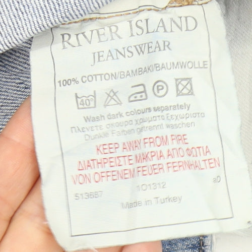 River Island Women's Blue Distressed Straight Jeans