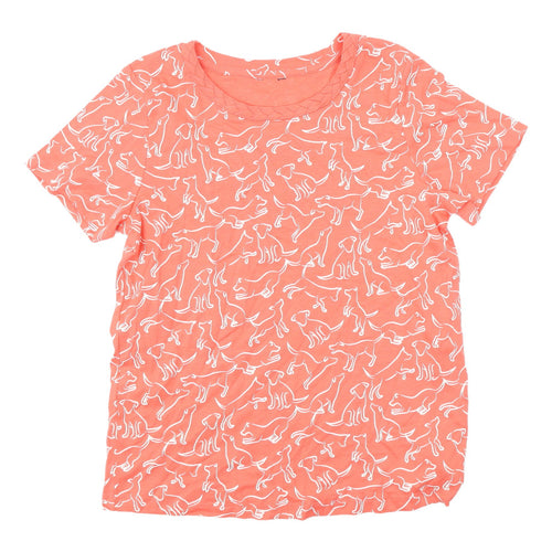 M&Co Women's Orange Dog Print T-Shirt - Size 12