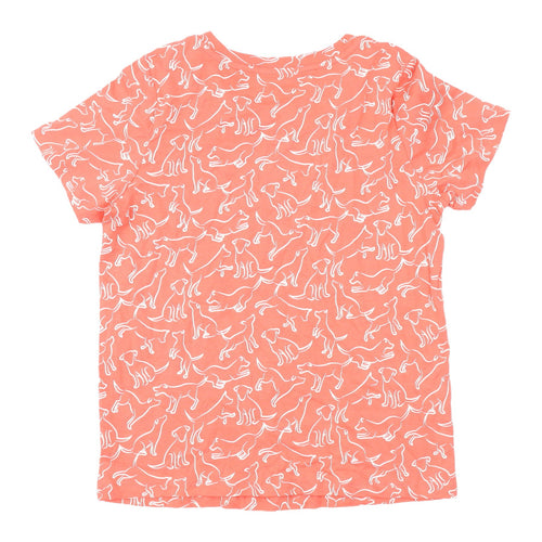 M&Co Women's Orange Dog Print T-Shirt - Size 12