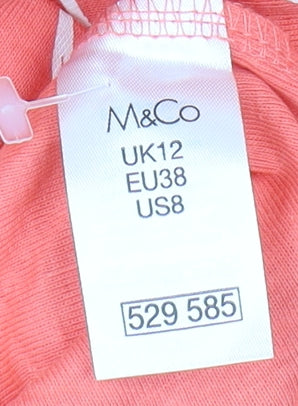 M&Co Women's Orange Dog Print T-Shirt - Size 12