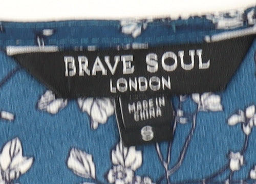 Brave Soul Blue Floral Tunic Blouse, Women, Size S