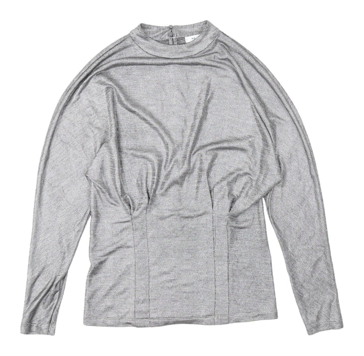 Reiss Women's Grey XS High Neck Long Sleeve Top