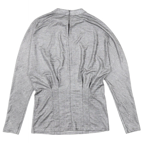 Reiss Women's Grey XS High Neck Long Sleeve Top