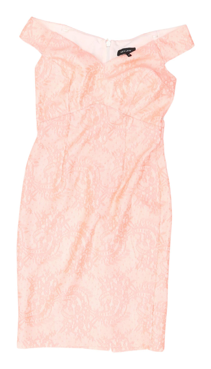 New Look Pink Floral Bodycon Dress, Women, Size 10