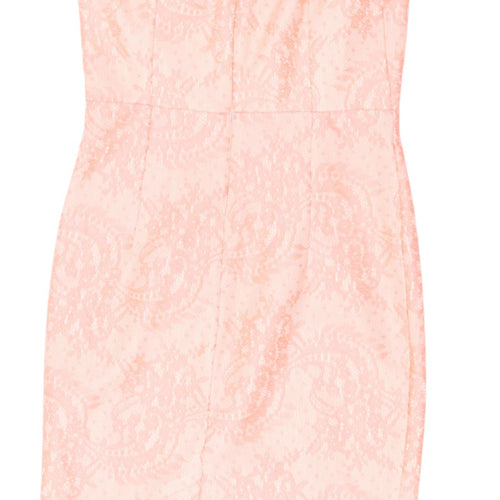 New Look Pink Floral Bodycon Dress, Women, Size 10