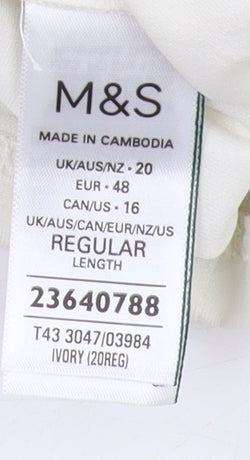 Marks and Spencer Ivory Long Sleeve Top - Size 20