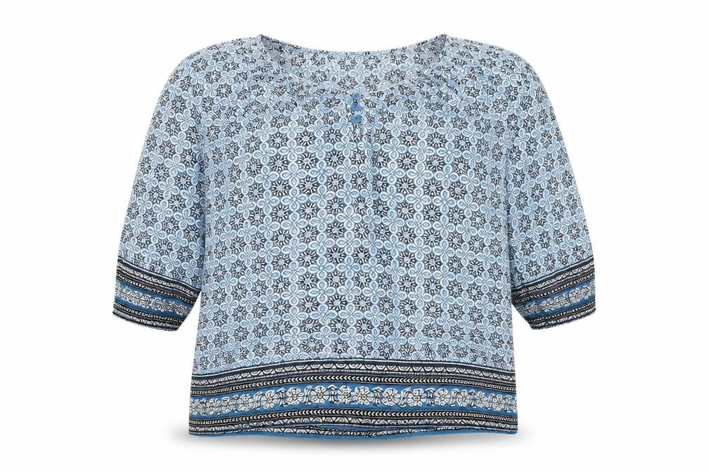 Front view of Cynthia Rowley Women's Blue Tunic Blouse M