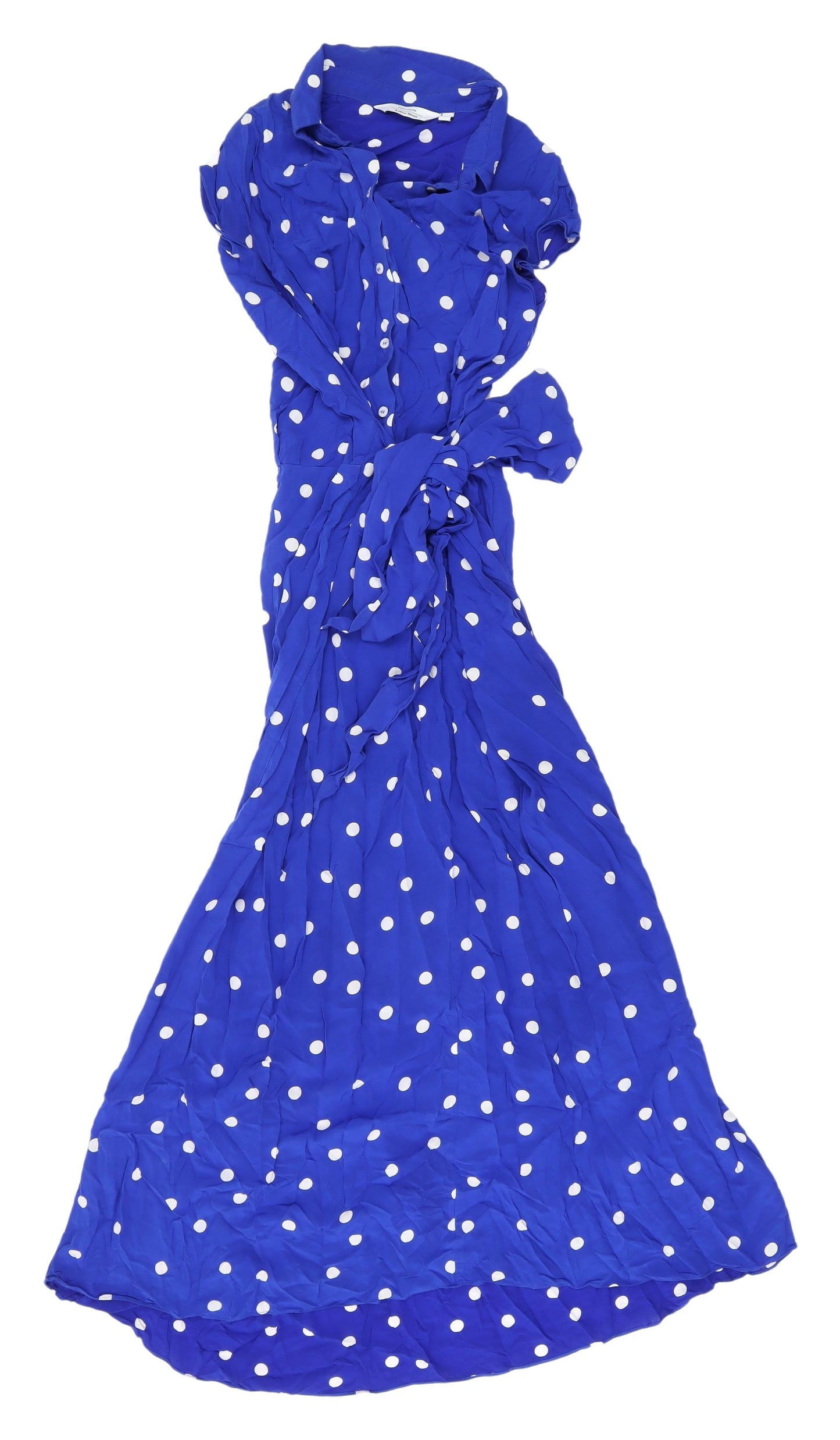 & Other Stories Blue Polka Dot Long Shirt Dress 8