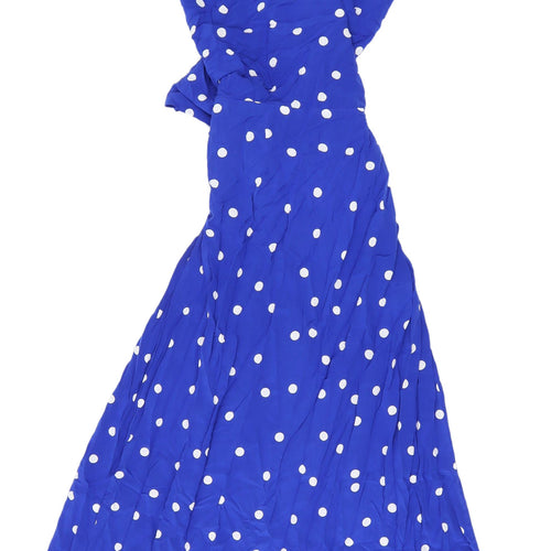 & Other Stories Blue Polka Dot Long Shirt Dress 8