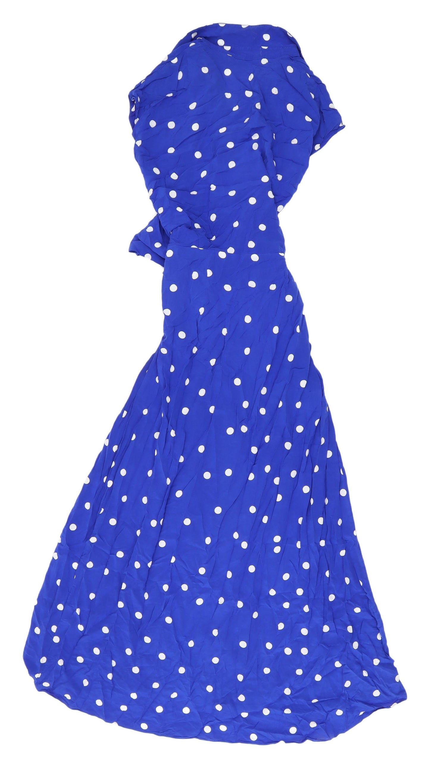 & Other Stories Blue Polka Dot Long Shirt Dress 8