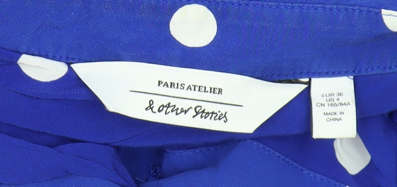 & Other Stories Blue Polka Dot Long Shirt Dress 8
