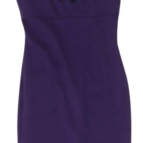 Oasis Purple Sleeveless Beaded Sheath Dress - Size 10