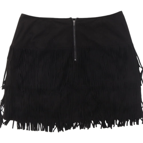 French Connection Women's Black Fringe Mini Skirt M