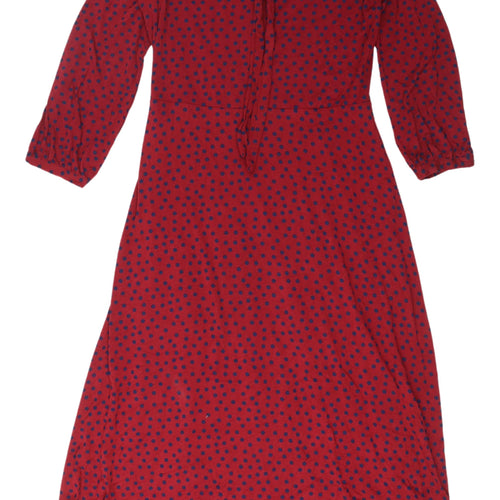 Boden Women's Red Polka Dot Long A-Line Dress