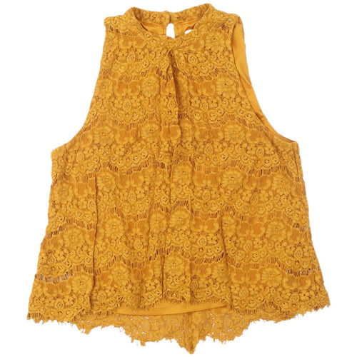 Love Fire Women's Yellow Lace Camisole Tank Top