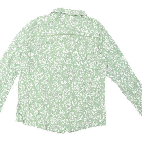 Beachcore Women's Green Floral Button-Up Shirt Size 12