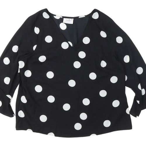 Wallis Petite Black Polka Dot Tunic Blouse - UK 16
