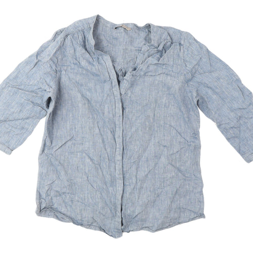 Marks and Spencer Women's Blue Linen Blouse Size 14